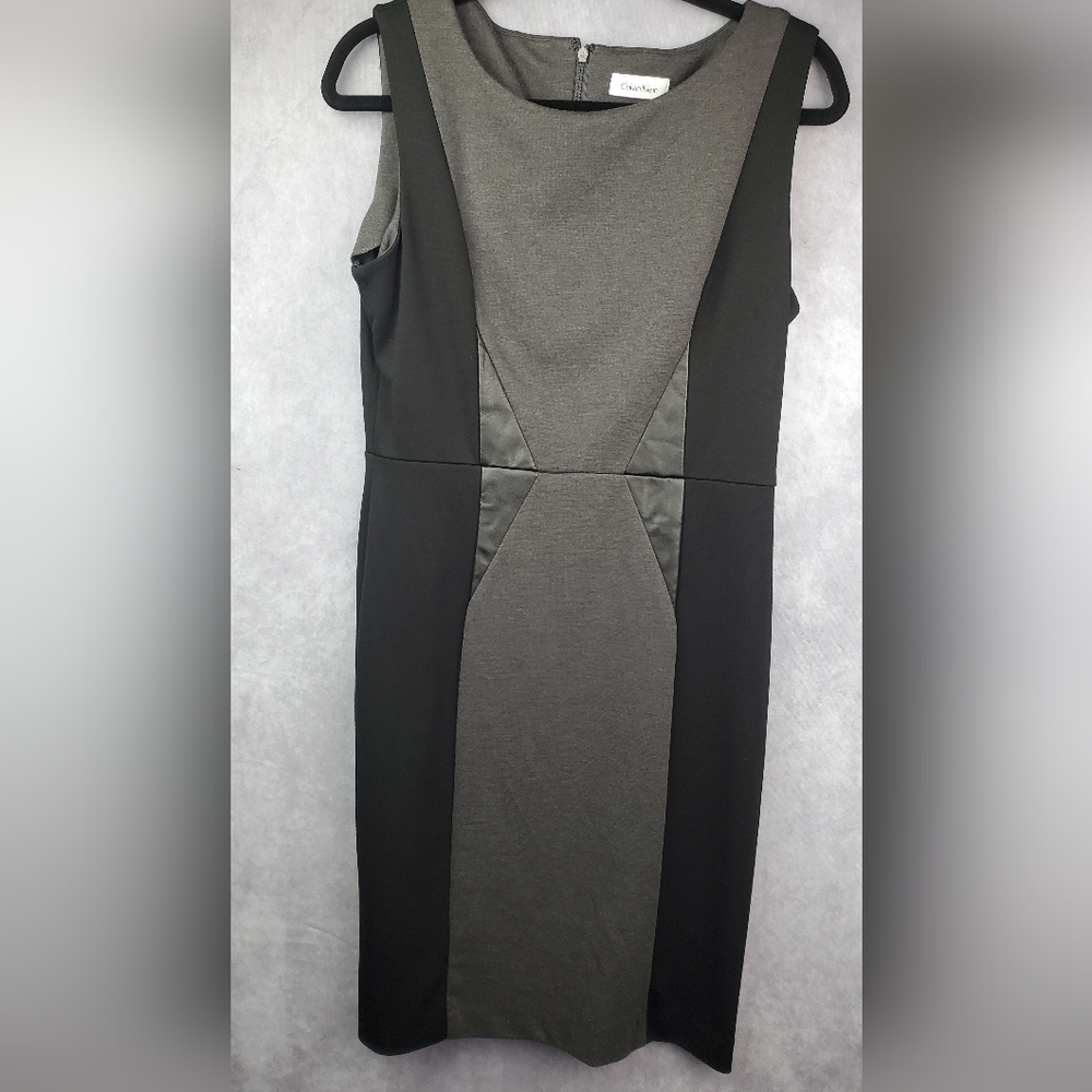 Calvin Klein Leather accent Career BUSINESS Office Casual Dress Size 10